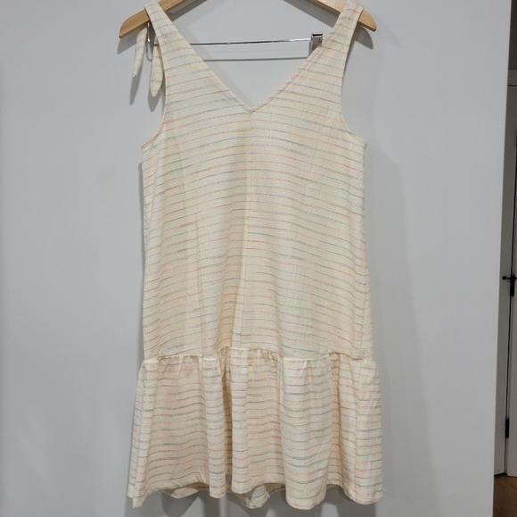 Loft Ann Taylor Women's Bow Strap Button Flounce Dress Size S - Picture 6 of 10